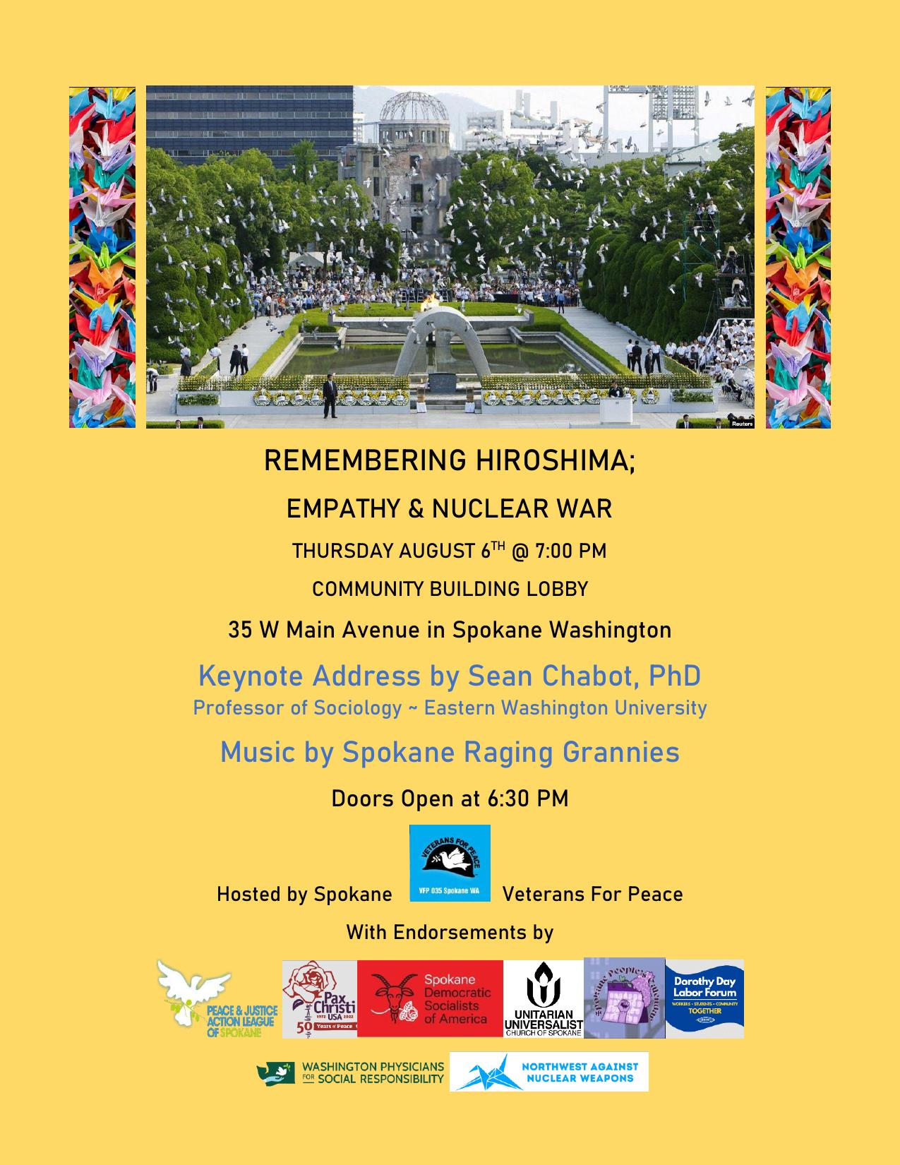 Remembering Hiroshima: Empathy and Nuclear War event flyer