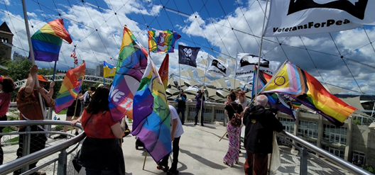 June VFP and Pride For Peace atop the Pavilion